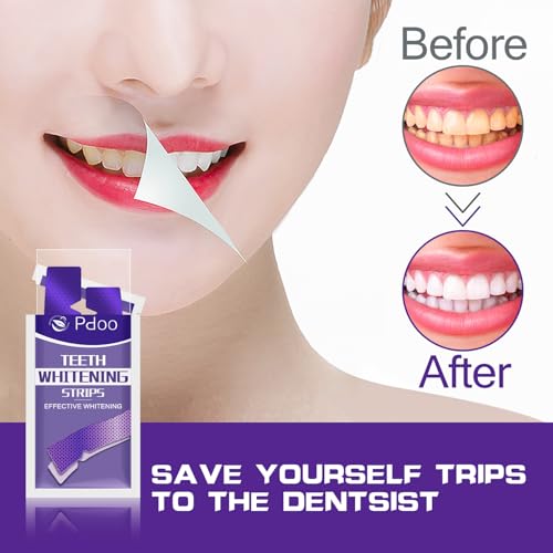Purple Teeth Whitening Strip - Whitening for Teeth Sensitive, Professional Teeth Whitening Strips, Fast Remove Smoking, Coffee, Wine Stains, Teeth Whitening Kit Pack of 28 Non-Slip Strips