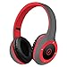 Wireless Bluetooth Headsets, Bodecin Skin Friendly Leather 3D Over-ear Stereo Sound Sport Bluetooth 4.1 Headphones for iPhone/iPad/Android Build in Mic Support TF Card(Psychedelic Red)