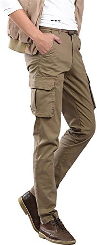 Wsirmet Men's Slim Fit Straight Leg Elastic Sports Casual Multi-Pockets Cargo Pants
