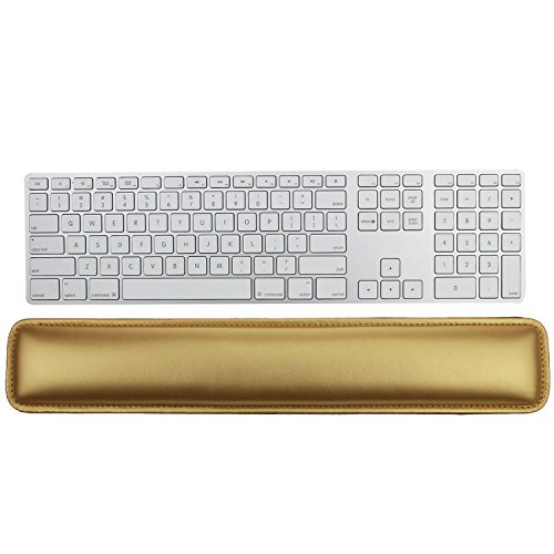 Wrist Rests,Keyboard Wrist Rest Pad,Gold PU Leather Palm Support Wrist Pad Wrist Cushion for Laptops/ Notebooks/ MacBooks//PC/Computer - Thumbnail 5