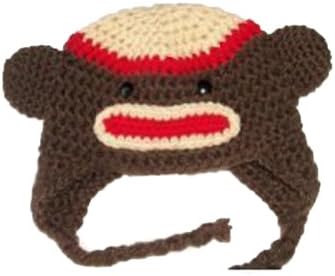 Sweet Lullabiez Handmade Tan & Brown Sock Monkey Beanie Size 6-12 Months