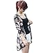 Franterd, Women Tops Casual Floral Cardigan Shawl Gauze Kimono Coat (Black, Free Size)