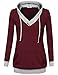 Women Sweatshirts,Timeson Women's V-Neck Long Sleeve 2 in 1 Style Pullover Hoodies with Kangaroo Pocket Wine XX-Large