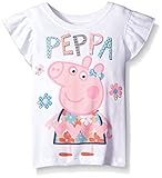 Peppa Pig Little Girls' Ruffle T-Shirt Shirt, White, 5/6