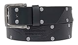 Harley-Davidson Men's Speed Bump Belt, Studded Black Leather Belt HDMBT11033-BLK