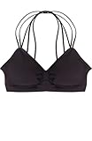 Humble Chic Women's Criss-Cross Back Seamless Sports Bra, Black Padded Strappy Bralette, Black/One Size