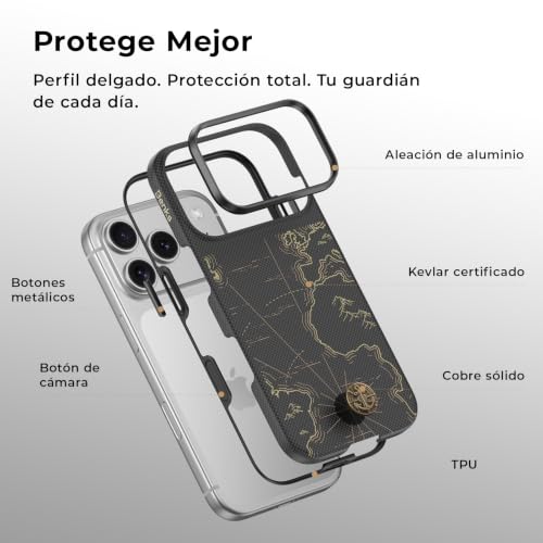 BENKS ArmorEdge Air para Funda iPhone 17 Pro MAX, Funda Kevlar Ultrafina con Protección Integral de TPU, Compatible con MagSafe, Protección de Cámara de Aluminio, Navigator