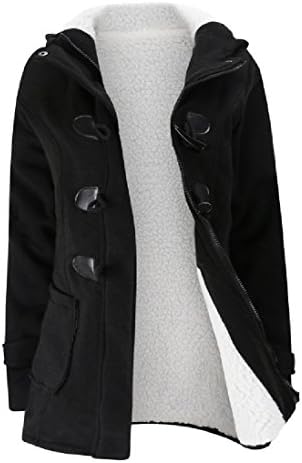 Sweetly Womens Wool Brend Winter Outwear Warm Hood Pea Coat Jacket Black 2XL