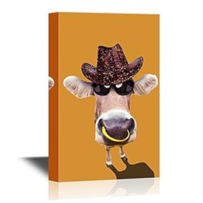 Canvas Wall Art - Cow Art Art (12x18, Cow with Brown Background)