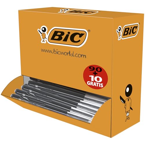 BIC M10 Original - Stylos-Bille Rétractables Pointe Moyenne (1,0 mm) - Encre de couleur Noire, Boîte de 90+10
