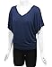 Lock and Love LL WT1038 Womens V Neck Short Sleeve Dolman Top XXL Navy