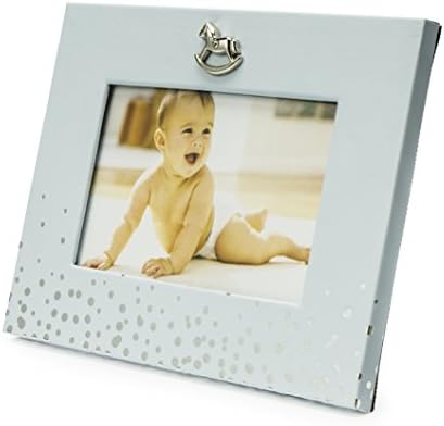 Modali Baby Fine & Elegant Photo Frame 6x4 Blue with Silver Plated Rocking Horse
