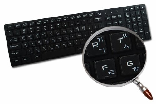 KOREAN APPLE KEYBOARD LABELS LAYOUT WITH BLUE, ORANGE, RED OR WHITE LETTERING ON TRANSPARENT BACKGROUND FOR DESKTOP, LAPTOP AND NOTEBOOK (White)