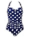 Cocoship 50s Retro Vintage Floral Print White Polka One Piece Swimwear Monokinis(FBA)