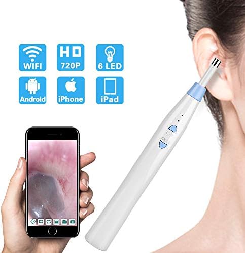 3 in 1 Ear Cleaner Endoscope, 720P HD Visual Earpick Tool Earwax Remover Ear Scope Inspection Tube Camera with 6 Led Adjustable Light for Android Cellphone, Tablet with OTG, Windows, Mac (5.5mm)