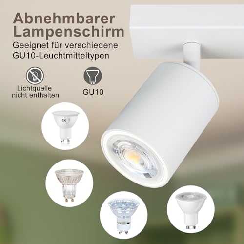 ZMH LED Ceiling Light White Ceiling Spotlight: GU10 Ceiling Light Spot 2 Flames 350° Rotating Ceiling Spotlight Modern Hallway Light Industrial Wall Spotlight Living Room Without Bulbs