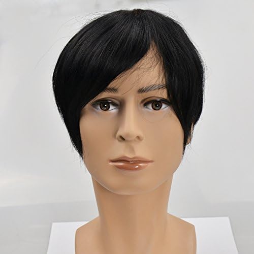 Melon Hair Full Pu Toupee 7x9 inch Men's Hair 100% Human Hair 6inch Natural Straight Color 1B