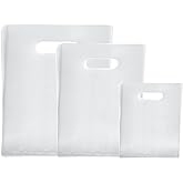 Saintrygo 120 Pcs 2.36 Mil Clear Shopping Bags with Handles 6x8/8x12/10x14 Inch Plastic Reusable Merchandise Gift Bags Retail Shopping Bag for Business Boutique Stores Gifts