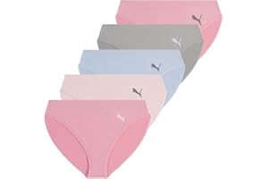 PUMA - Women's Seamless Bikini Style Underwear, 5 Pack, Multicolour, Large