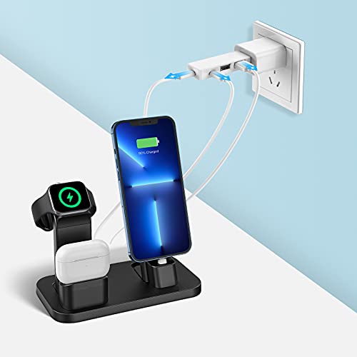 USB C Charger Plug Extender, 3 in 1 USB C Power Adapter Expander Fast Charging Compatible with PD Wall Charger USB C Plug Charger for Apple Watch,iPhone, iPad, AirPods, Macbook (Plug Not Included)