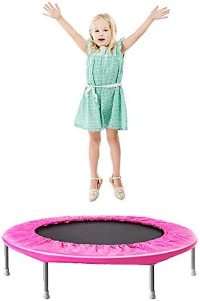SSLine 38 Inch Super Jumper Kids Trampoline, Mini Toddler Trampoline Safety Padded Cover for Indoor Outdoor Cardio Exercise (Pink-38'')