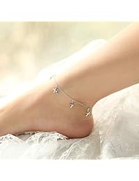 YOWO Sterling Silver Starfish Anklet Adjustable Ankle Bracelet Hypoallergenic Summer Jewelry for Women