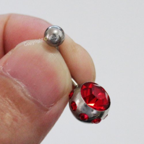 Thenice 5 Pcs 16g Big Crystal Ball Needle Navel Rings Stud Body Piercing - Thumbnail 6
