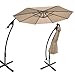 STRONG CAMEL 9' CANTILEVER SOLAR 40 LED LIGHT PATIO UMBRELLA OUTDOOR GARDEN ALUMINIUM MARKET-BEIGE