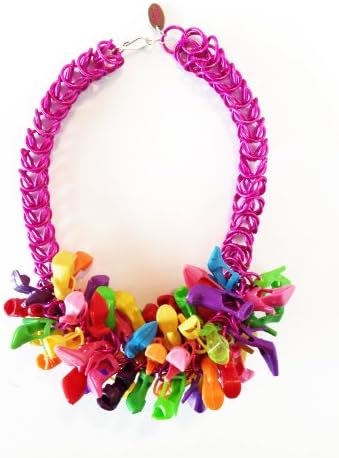 Boudoir Doll Shoe Necklace in Bright Pink/ Garden Party