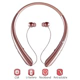 Bluetooth Neckband Retractable Headphones, Wireless Earbuds Stereo Headset Hand-free Sports In-ear Noise Cancelling Earphone with Mic for iPhone 8/7/6 an/d Other Bluetooth Devices by Ashipher