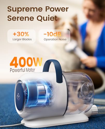 oneisall Dog Grooming Vacuum - 15000Pa Suction, Captures 99% Pet Hair to Reduce Shedding, Dog Grooming Clippers & Quiet Brush (≤59dB) with 4 Accessories, 2L Dust Canister for Home Cleaning