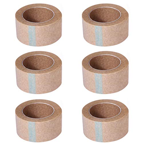 Zehhe 6 Rolls Tan Micropore Tape Breathable Adhesive Gauze Bandage Tape for First-Aid Surgical Incisions Wound Care etc, 1 Inch x 10 Yards,Flexible Stretch Water Resistant
