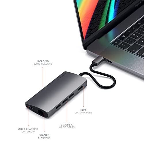Satechi USB C Hub Multiport Adapter V2 USB C Dongle 4K HDMI (60Hz