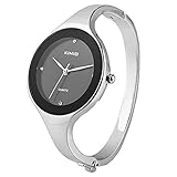 KIMIO Bling Fashion Crystal Elegant Women Lady Stainless Steel Bracelet Quartz Watches (Black)