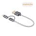 CableCreation 2 in 1 USB C Cable 0.8ft, Braided Micro USB + USB C to USB A Fast Charge Cord Compatible with Galaxy S22 Ultra Note 8, Pixel XL, Android & USB-C Devices, 0.25 M/Space Gray