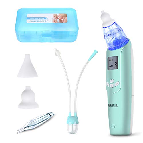 BEBUL Baby Nasal Aspirator Battery Operated, Bonus Manual Snot Sucker, Nose Vacuum Cleaner with