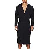 HOLOVE Men's Pure Cotton Bathrobe Lightweight Kimono and Hooded Spa Robes Soft Sleepwear