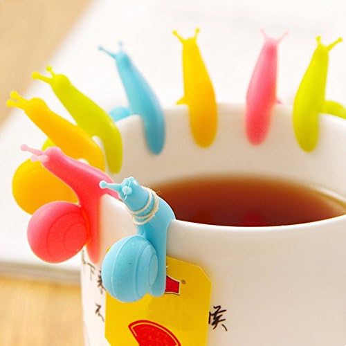 5 PCS Cute Snail Shape Silicone Tea Bag Holder Cup Mug Hanging Tool Tea Tools Random Color