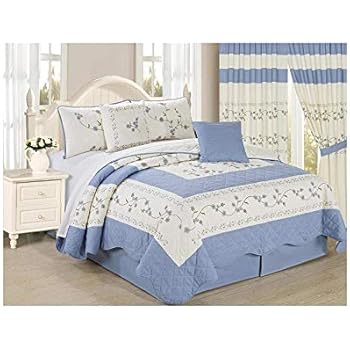 Amazon.com: All American Collection New 6pc Embroided Floral Bedspread\/Quilt Set (Queen Size 