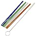 Glass Drinking Straws with Cleaning Brush Multi Color Variety Pack-Blue, Green, Clear, Orange (4 Pack)