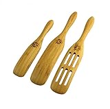 Crate Collective 3-Piece Bamboo Spurtle Set (Stirring Spatula/Spoon) - 9-Inch Spurtle, 12-Inch Spurtle, and 12-Inch Slotted Spurtle