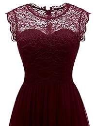 MUADRESS Vestido largo de gasa de encaje vintage para dama de honor, fiesta de noche formal