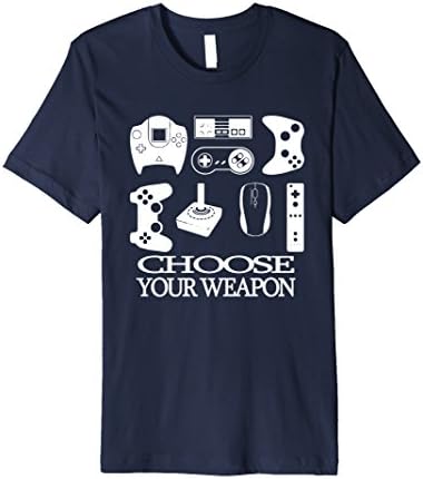 Men's Choose your weapon gamer T-shirt| Video game funny T-shirt 2XL Navy