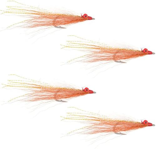 The Fly Fishing Place Clousers Deep Minnow - Streamer Fly Fishing Flies - 4 Saltwater and Bass Flies - Brown White - Hook Size 1/0