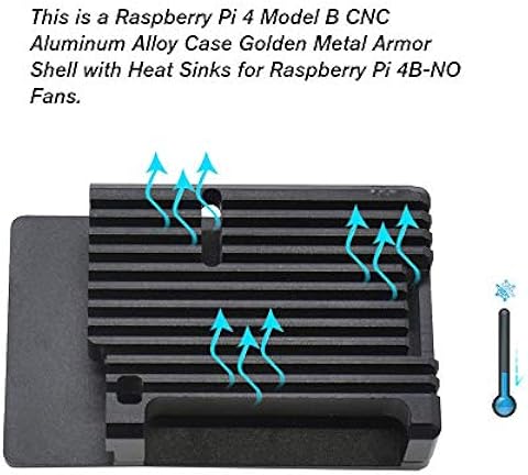 IBISHITAOXUNBAIHUOD Raspberry Pi 4 Modelo B Caja de aleación de Aluminio CNC Carcasa de Armadura metálica con disipadores de Calor para Ventiladores Raspberry Pi 4B-NO