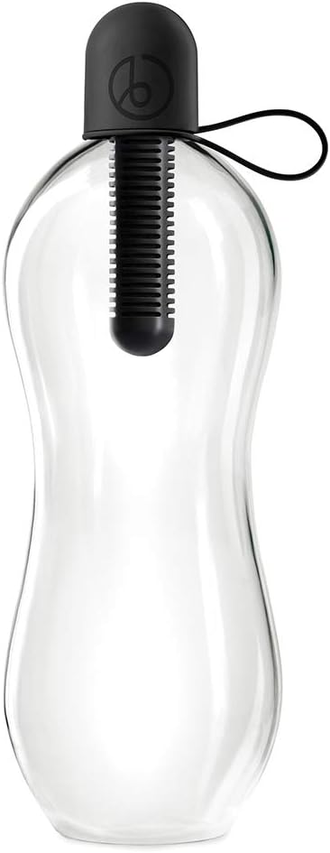 Classic Water Bottle, Filtered Water, BPA-Free Reusable Bottle, Soft Touch Carry Cap with Replaceable Carbon Filter for Sustainable Water and Hydration 34 oz (Black)