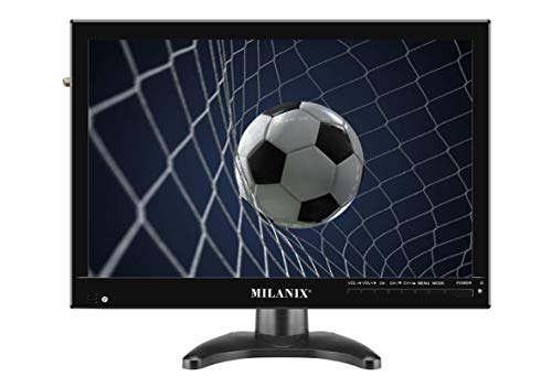 Milanix 14" Portable Widescreen Television Battery Powered LED HD TV with HDMI, VGA, USB/SD, RCA, FM, Built in Digital Tuner, AV Inputs, and Remote Control