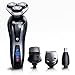 SURKER Shaver Razor Electric Men Cordless Beard Trimmer Wet Dry Rotary Shaver Head Hair Nose Trimmer Waterproof Rechargeable 3 In 1 Bonus 1 Facial Cleansing Brush
