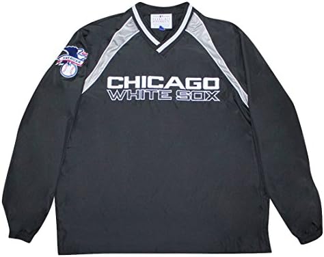 BIG & TALL Mens Athletic Wind Breaker Jacket with Lining - CHI WHITE SOX XXL Black