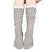 ABC(TM) Women Crochet Lace Trim Cotton Knit Footed Leg Boot Knee High Stocking (Beige)